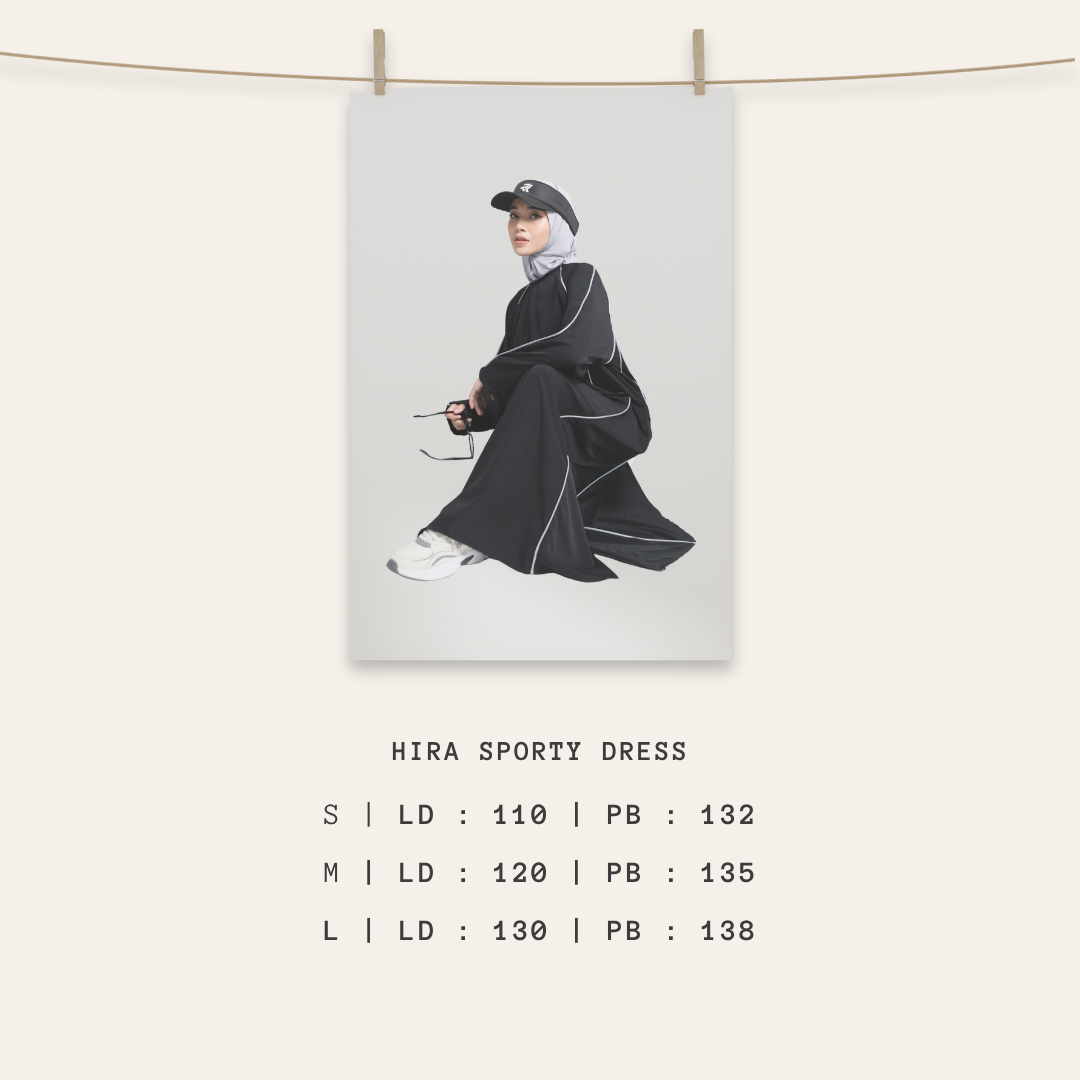 ROKUROKU.ID | Hira Sporty - Gamis Olahraga Reflektif Stripe Baju Olahraga Wanita Muslim Anti UV Syar'i