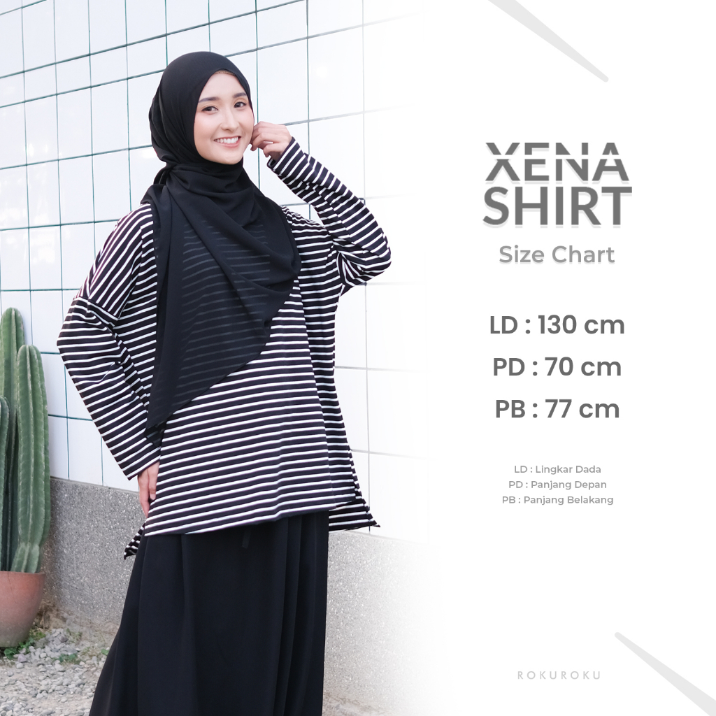 ROKUROKU.ID | Xena Shirt - Baju Olahraga Atasan Wanita Kaos Stripe Salur Lengan Panjang All Size