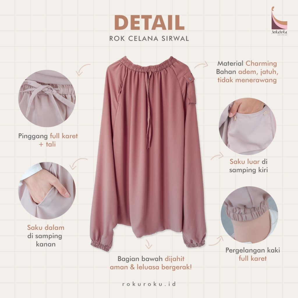 ROKUROKU.ID | Sirwal - Rok Celana Olahraga Wanita Muslimah Jumbo Syari Premium Sporty All Size