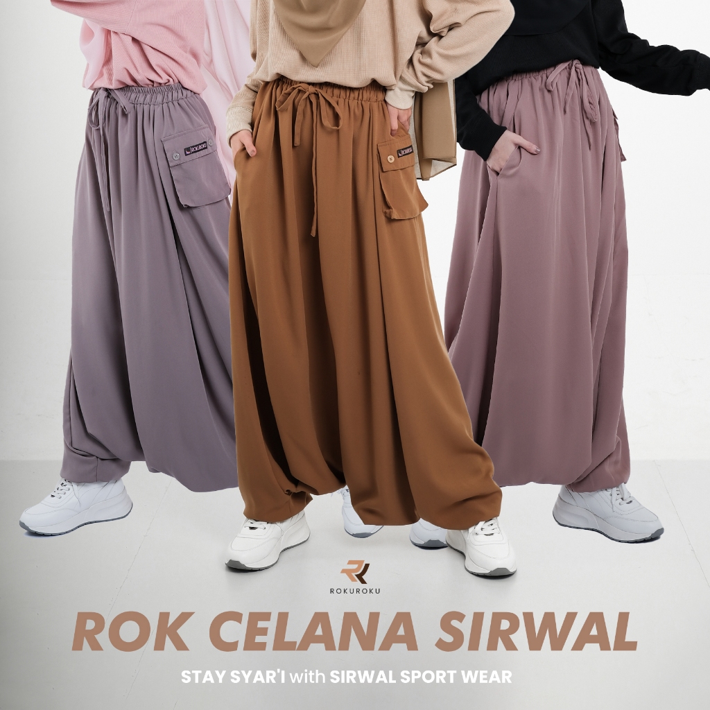 ROKUROKU.ID | Sirwal - Rok Celana Olahraga Wanita Muslimah Jumbo Syari Premium Sporty All Size