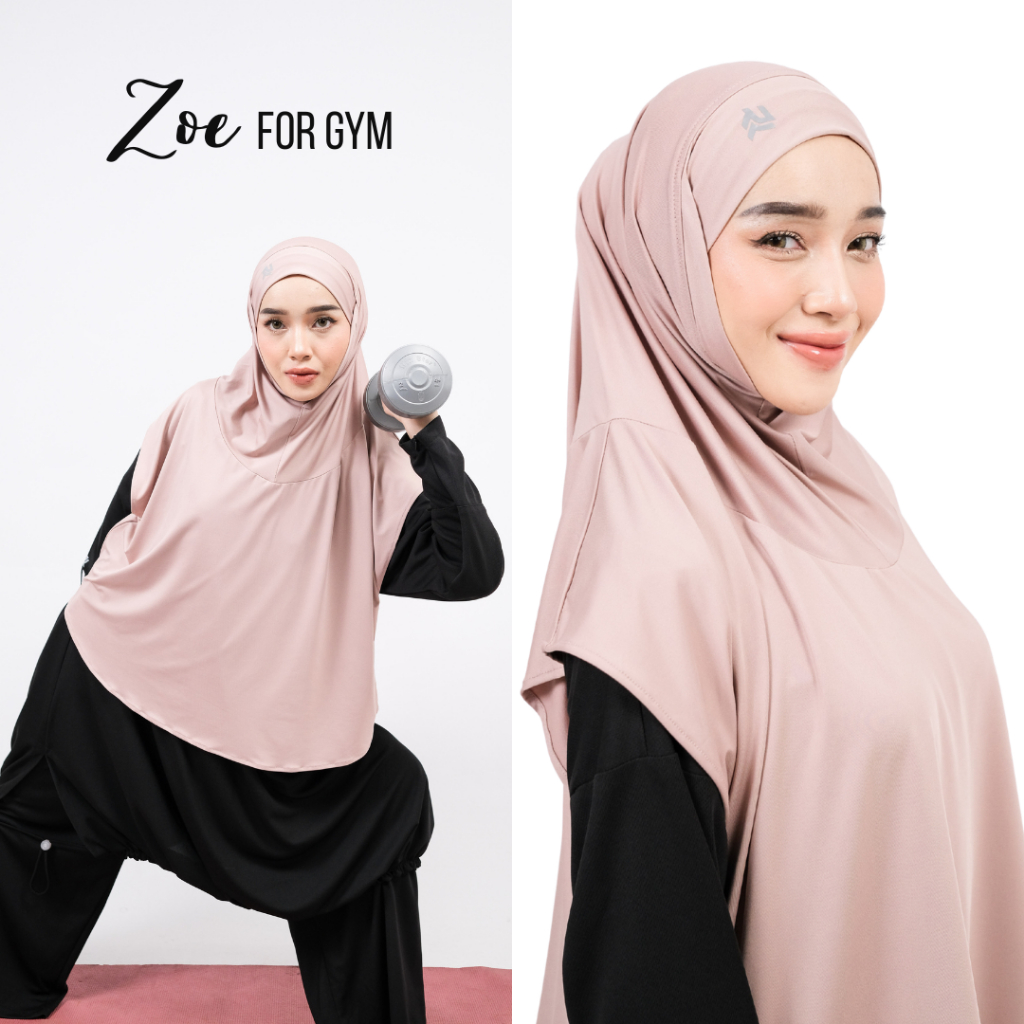 ROKUROKU.ID | Zoe - Khiban Sport Khimar Bandana Instant Sporty Bergo Syar'i Hijab Cooltech Jilbab Jersey Spandex Olahraga Premium