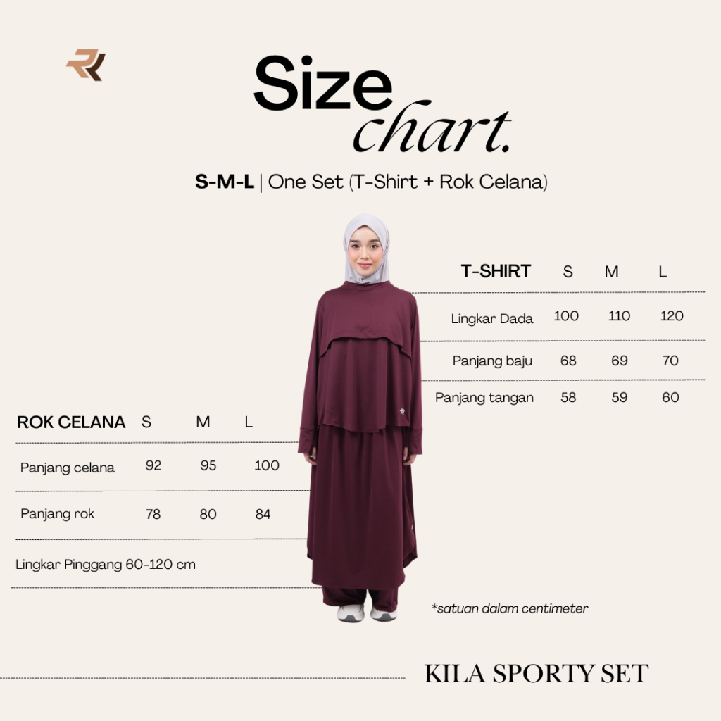 ROKUROKU.ID | Kila Sporty Set - One Set Setelan Baju Olahraga Muslimah Syari Rok Celana Skort Jersey Spandex Premium