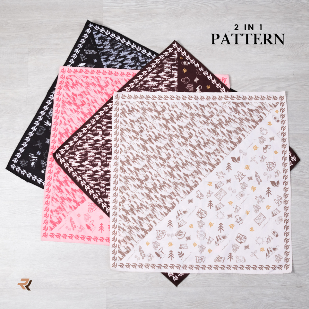 ROKUROKU.ID | Signature Slayer Bandana Segi Empat 2 in 1 Pattern Syal Neck Scarf Casual Outdoor Premium