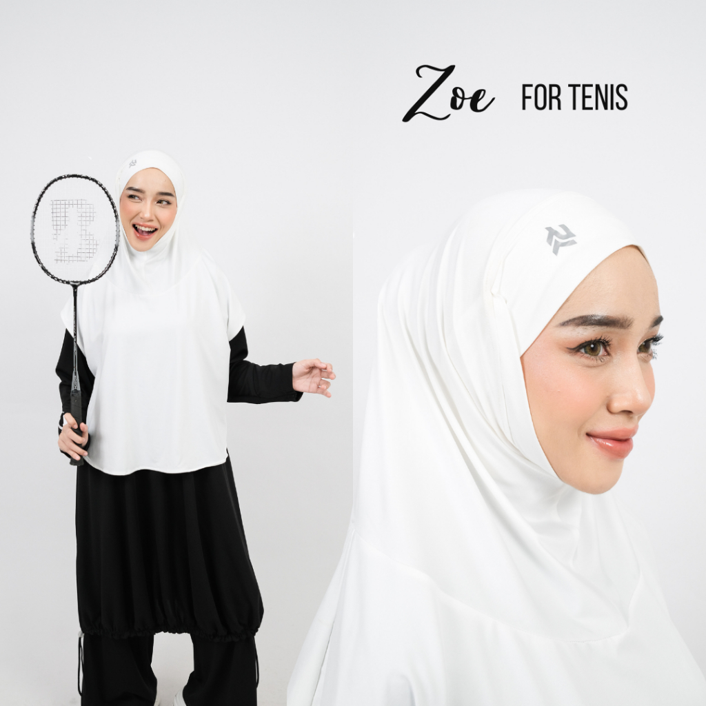 ROKUROKU.ID | Zoe - Khiban Sport Khimar Bandana Instant Sporty Bergo Syar'i Hijab Cooltech Jilbab Jersey Spandex Olahraga Premium