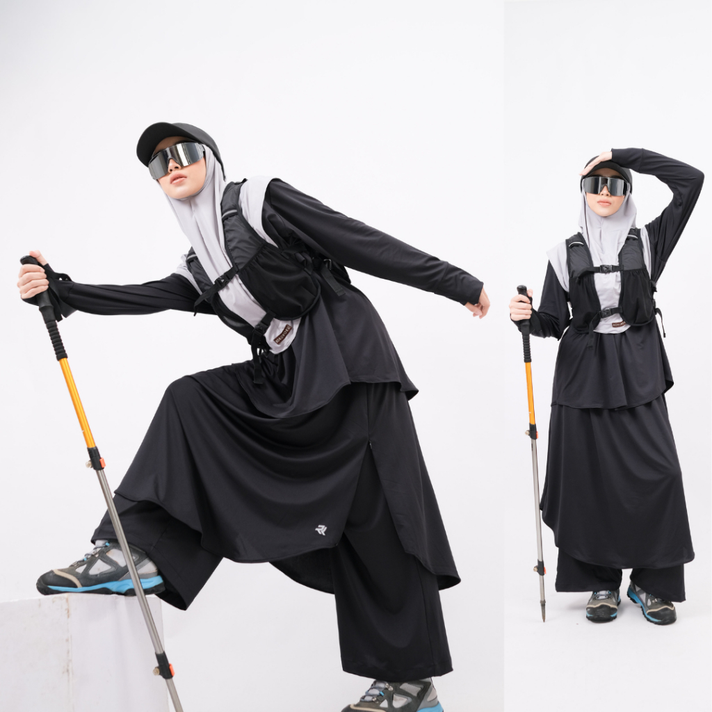 ROKUROKU.ID | Kila Sporty Set - One Set Setelan Baju Olahraga Muslimah Syari Rok Celana Skort Jersey Spandex Premium