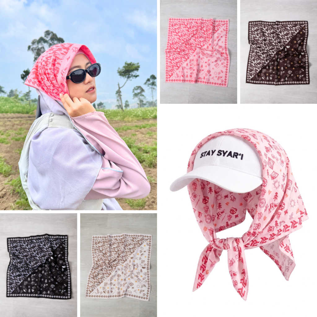 ROKUROKU.ID | Signature Slayer Bandana Segi Empat 2 in 1 Pattern Syal Neck Scarf Casual Outdoor Premium