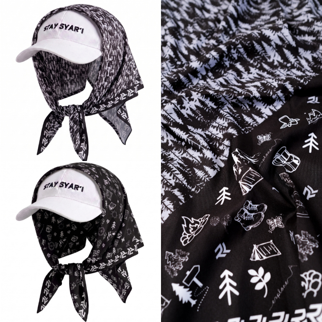 ROKUROKU.ID | Signature Slayer Bandana Segi Empat 2 in 1 Pattern Syal Neck Scarf Casual Outdoor Premium