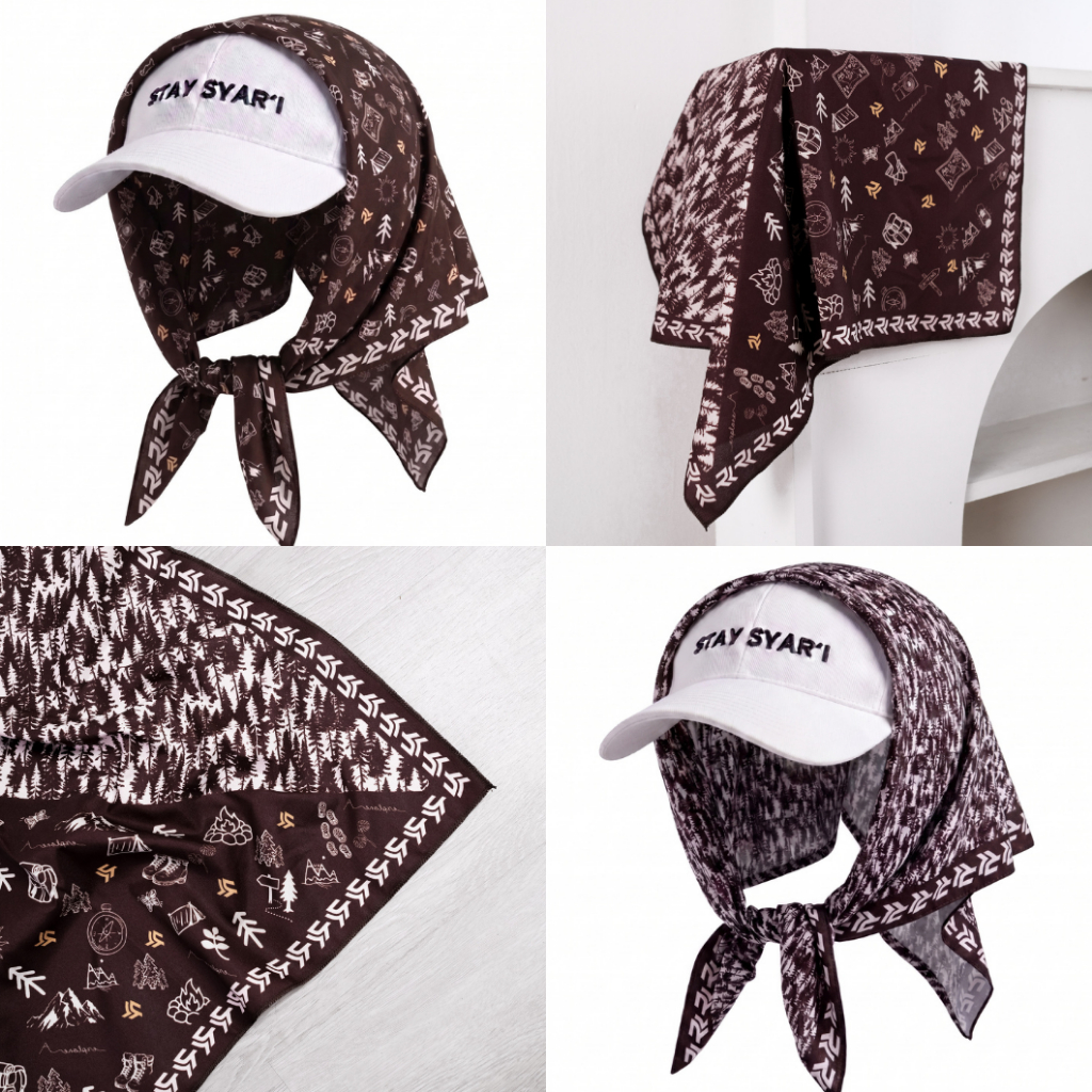 ROKUROKU.ID | Signature Slayer Bandana Segi Empat 2 in 1 Pattern Syal Neck Scarf Casual Outdoor Premium