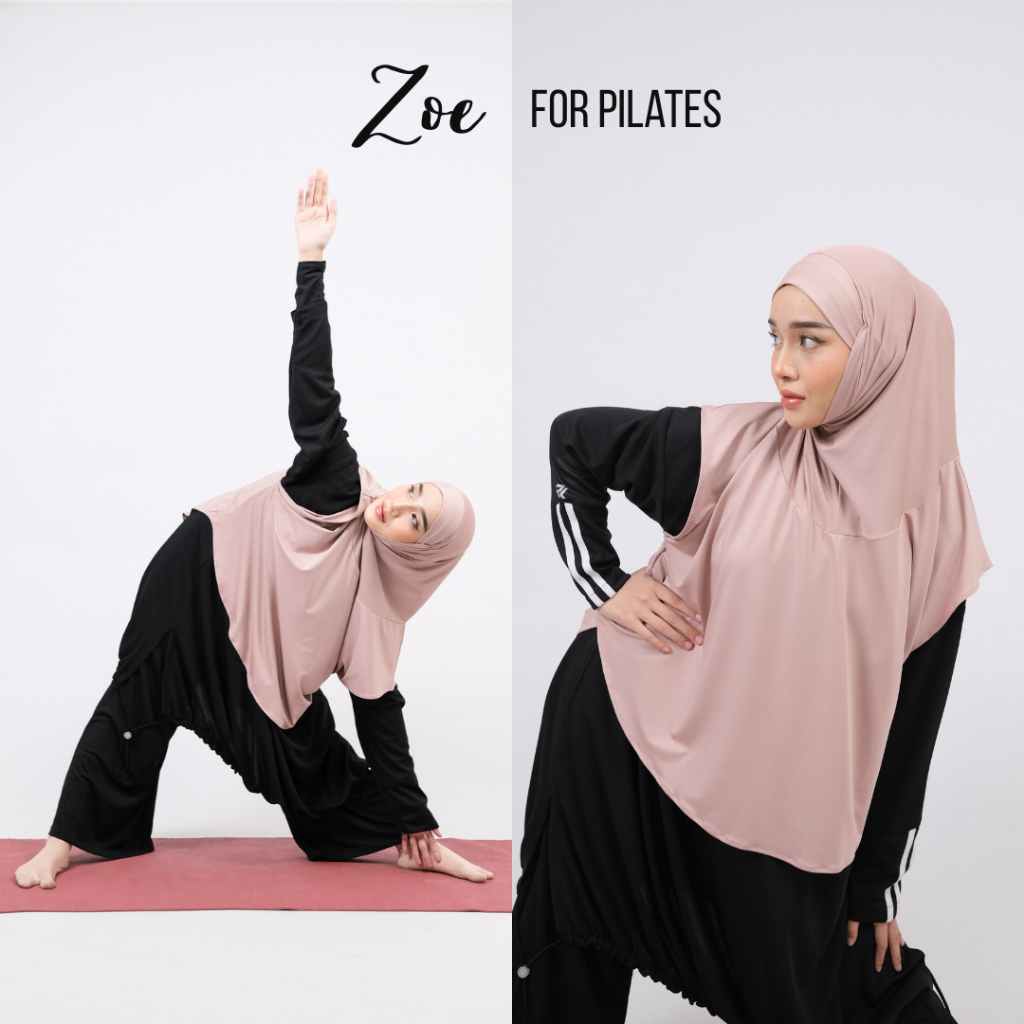 ROKUROKU.ID | Zoe - Khiban Sport Khimar Bandana Instant Sporty Bergo Syar'i Hijab Cooltech Jilbab Jersey Spandex Olahraga Premium