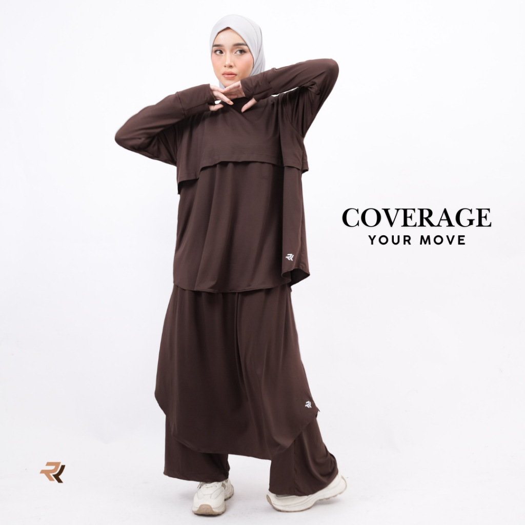 ROKUROKU.ID | Kila Sporty Set - One Set Setelan Baju Olahraga Muslimah Syari Rok Celana Skort Jersey Spandex Premium