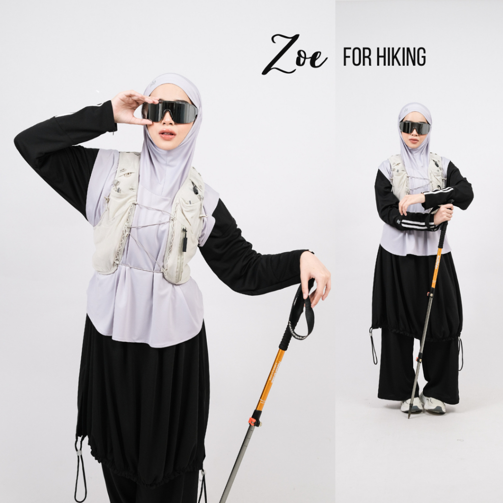 ROKUROKU.ID | Zoe - Khiban Sport Khimar Bandana Instant Sporty Bergo Syar'i Hijab Cooltech Jilbab Jersey Spandex Olahraga Premium