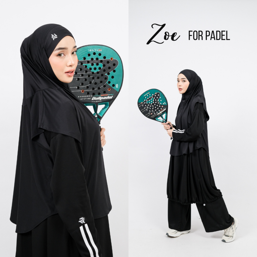 ROKUROKU.ID | Zoe - Khiban Sport Khimar Bandana Instant Sporty Bergo Syar'i Hijab Cooltech Jilbab Jersey Spandex Olahraga Premium