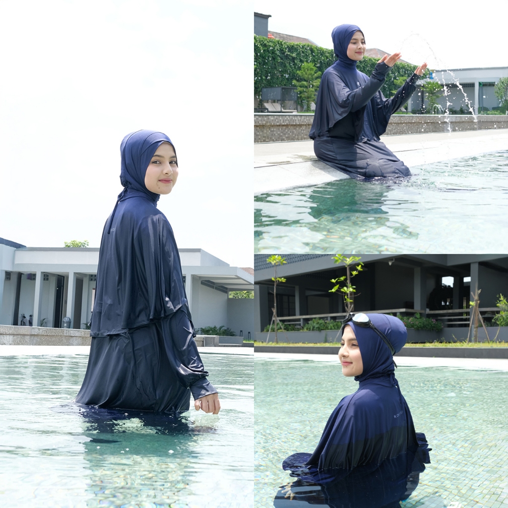 ROKUROKU.ID | Shaza - Swimwear Muslimah Modest Full Set Hijab to Toe Aqua Socks AntiSlip Baju Renang
