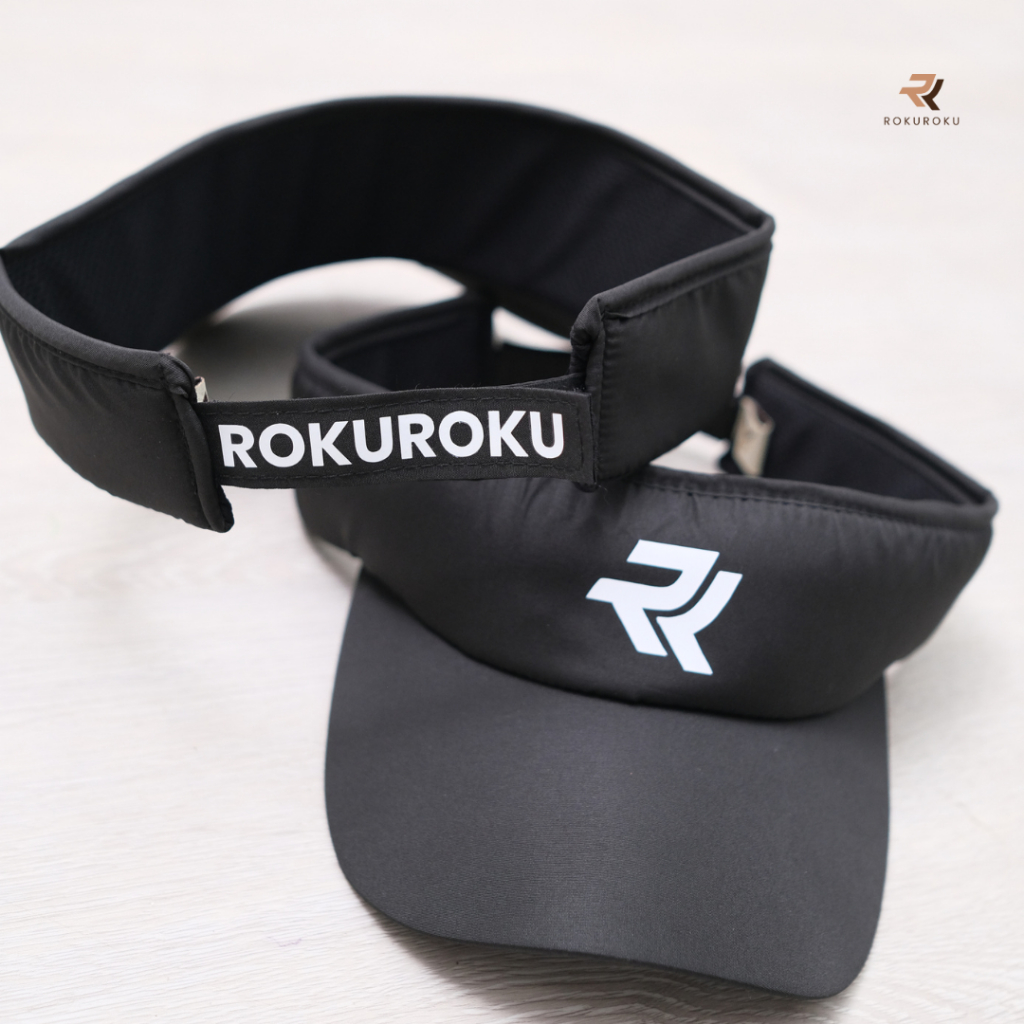 ROKUROKU.ID | Gayle - Topi Visor Sporty Hat Black White Unisex Olahraga Outdoor Golf Tennis Premium