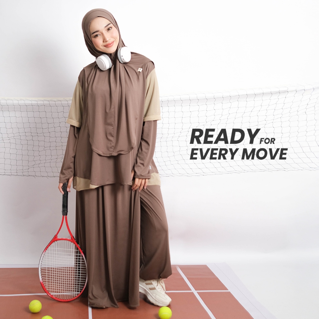 ROKUROKU.ID | Nava Sporty -  Setelan Baju Olahraga Wanita Muslim One Set Rok Celana Jersey Premium