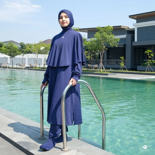 Image of ROKUROKU.ID | Shaza - Swimwear Muslimah Modest Full Set Hijab to Toe Aqua Socks AntiSlip Baju Renang