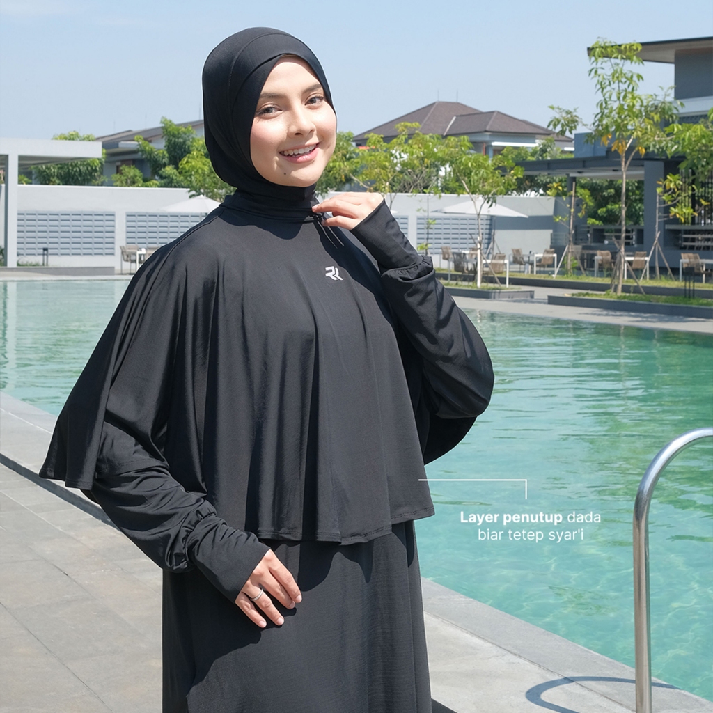 ROKUROKU.ID | Shaza - Swimwear Muslimah Modest Full Set Hijab to Toe Aqua Socks AntiSlip Baju Renang