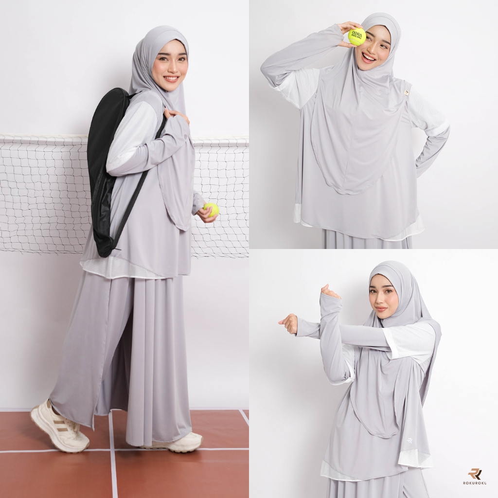ROKUROKU.ID | Nava Sporty -  Setelan Baju Olahraga Wanita Muslim One Set Rok Celana Jersey Premium