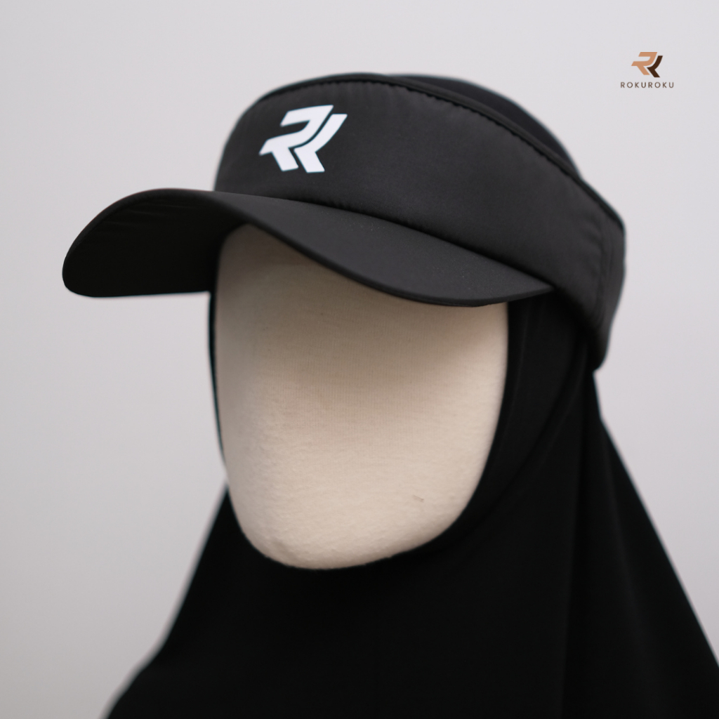 ROKUROKU.ID | Gayle - Topi Visor Sporty Hat Black White Unisex Olahraga Outdoor Golf Tennis Premium