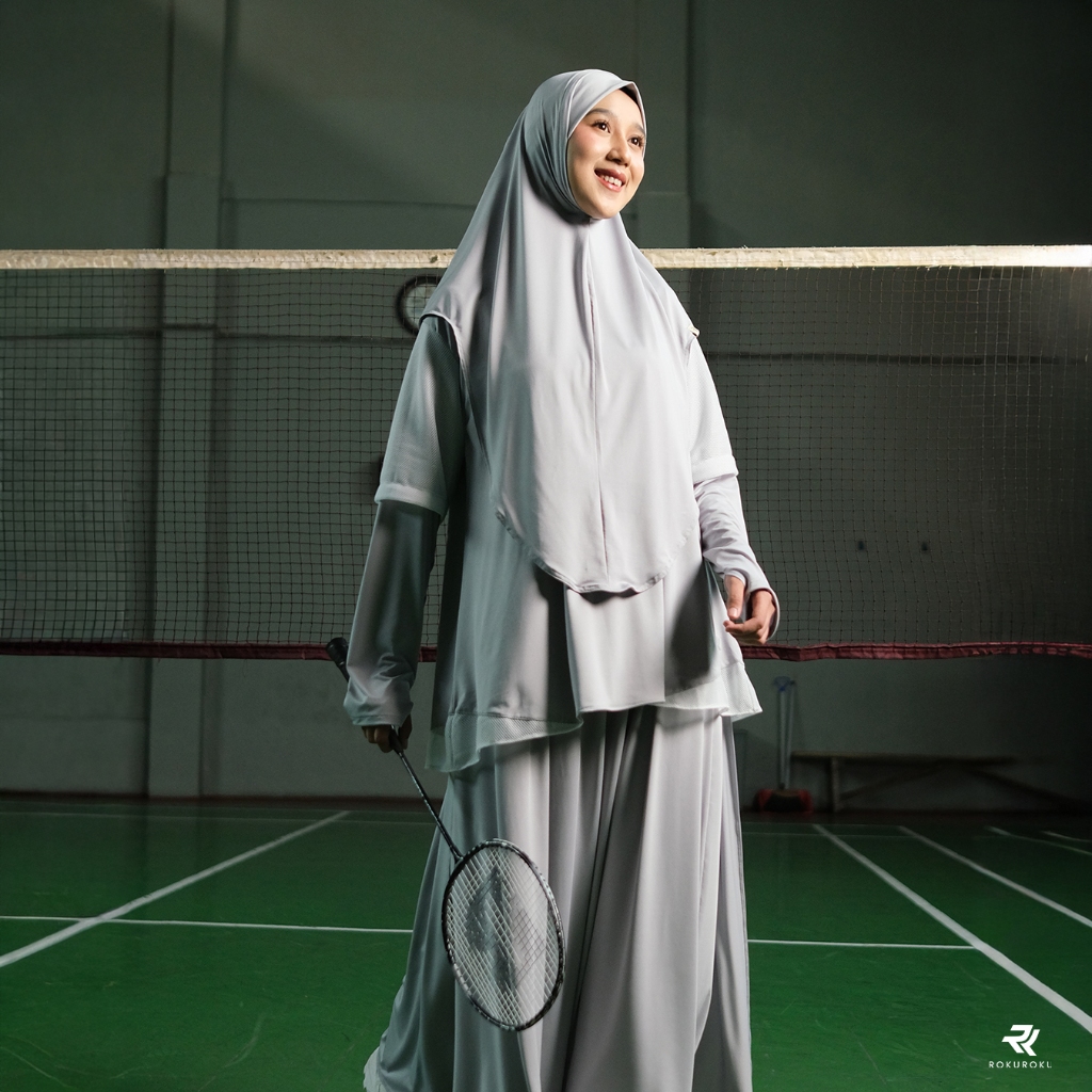 ROKUROKU.ID | Nava Sporty -  Setelan Baju Olahraga Wanita Muslim One Set Rok Celana Jersey Premium