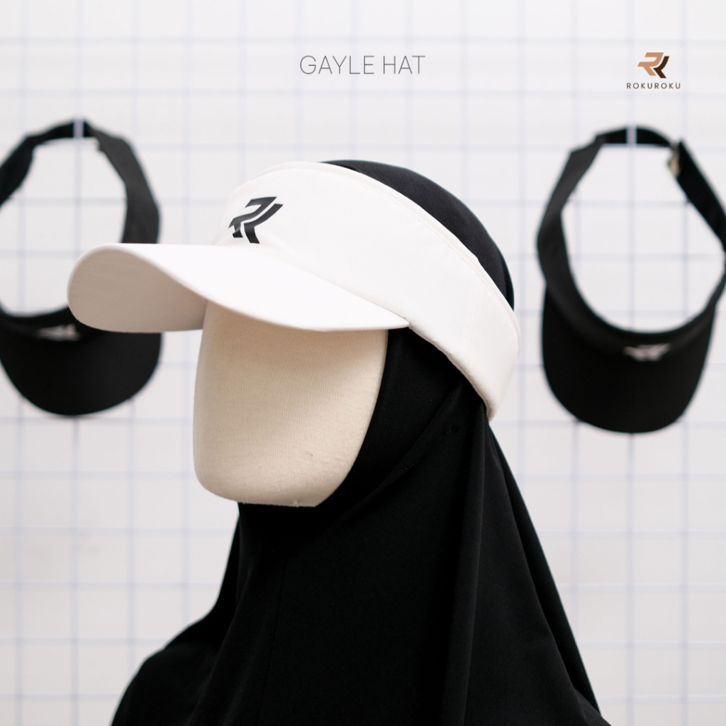 ROKUROKU.ID | Gayle - Topi Visor Sporty Hat Black White Unisex Olahraga Outdoor Golf Tennis Premium