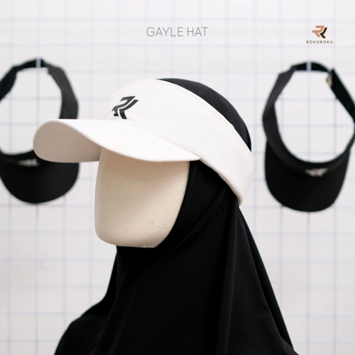 Image of ROKUROKU.ID | Gayle - Topi Visor Sporty Hat Black White Unisex Olahraga Outdoor Golf Tennis Premium