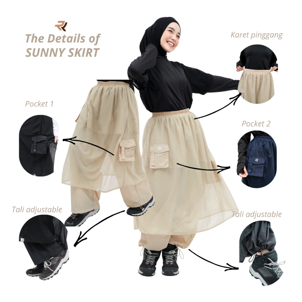 ROKUROKU | Sunny Skirt - Rok Celana Kulot Bawahan Setelan Olahraga Muslimah Cringkle Parasut Sporty