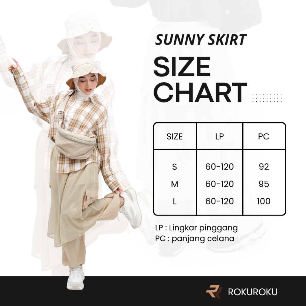 ROKUROKU | Sunny Skirt - Rok Celana Kulot Bawahan Setelan Olahraga Muslimah Cringkle Parasut Sporty