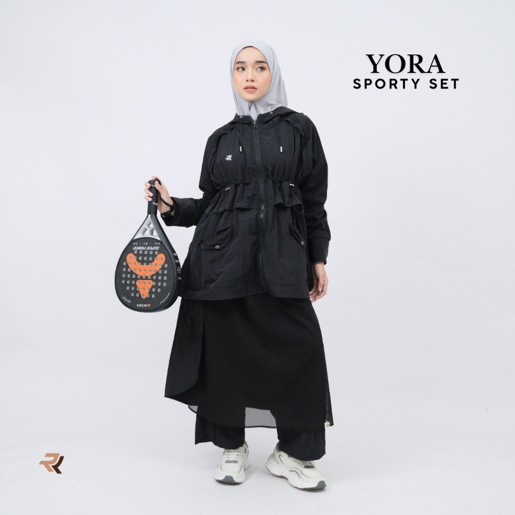 ROKUROKU | Yora - One Set Jaket Wanita Rok Celana Crinkle Parasut Jacket Windbreaker Premium