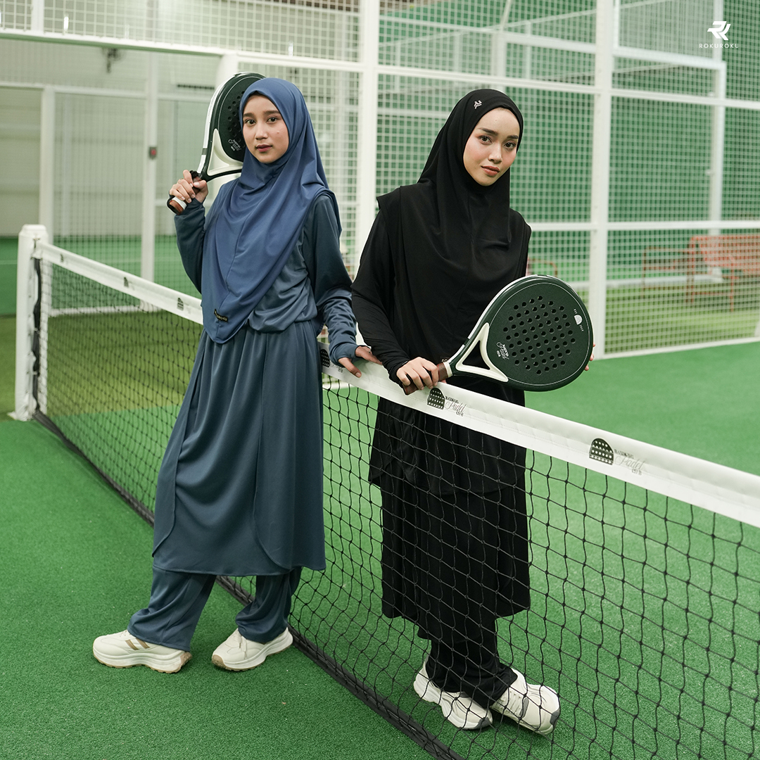 ROKUROKU.ID | Rava Sporty - Setelan Baju Olahraga Wanita Muslim One Set Rok Celana Jersey Premium