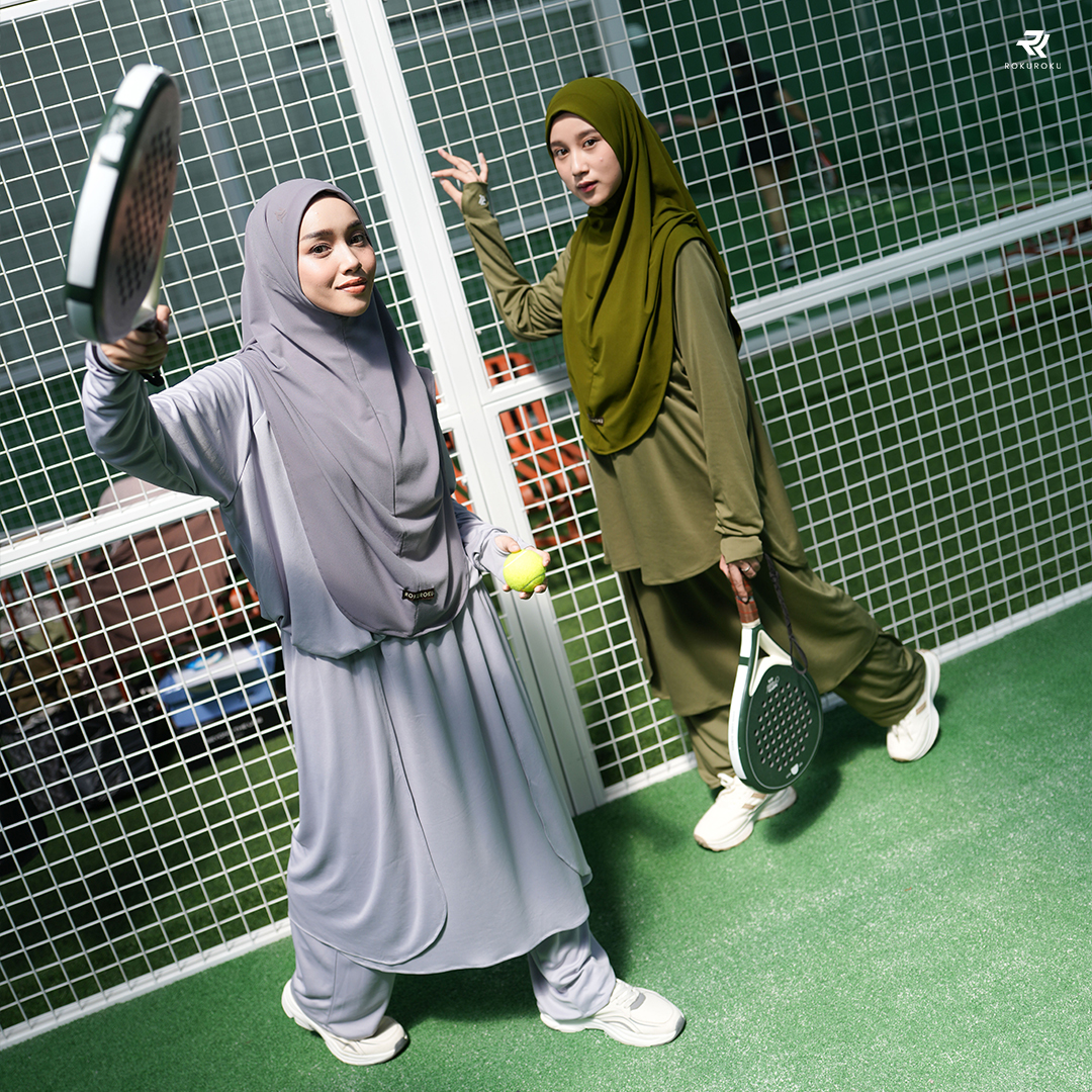 ROKUROKU.ID | Rava Sporty - Setelan Baju Olahraga Wanita Muslim One Set Rok Celana Jersey Premium