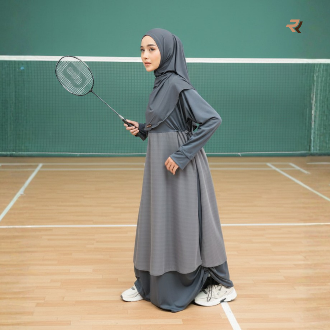 ROKUROKU.ID | Amora - Dress Sporty DryFit Casual Style Jersey Premium Gamis Olahraga Lebaran 2026