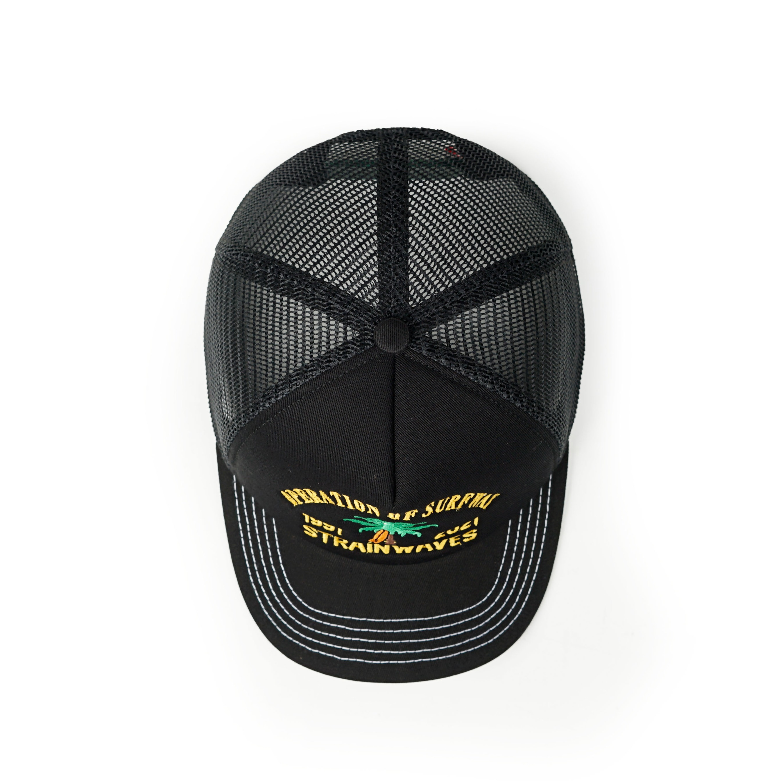 Strainwaves Trucker Hat Operation of Surfway Black