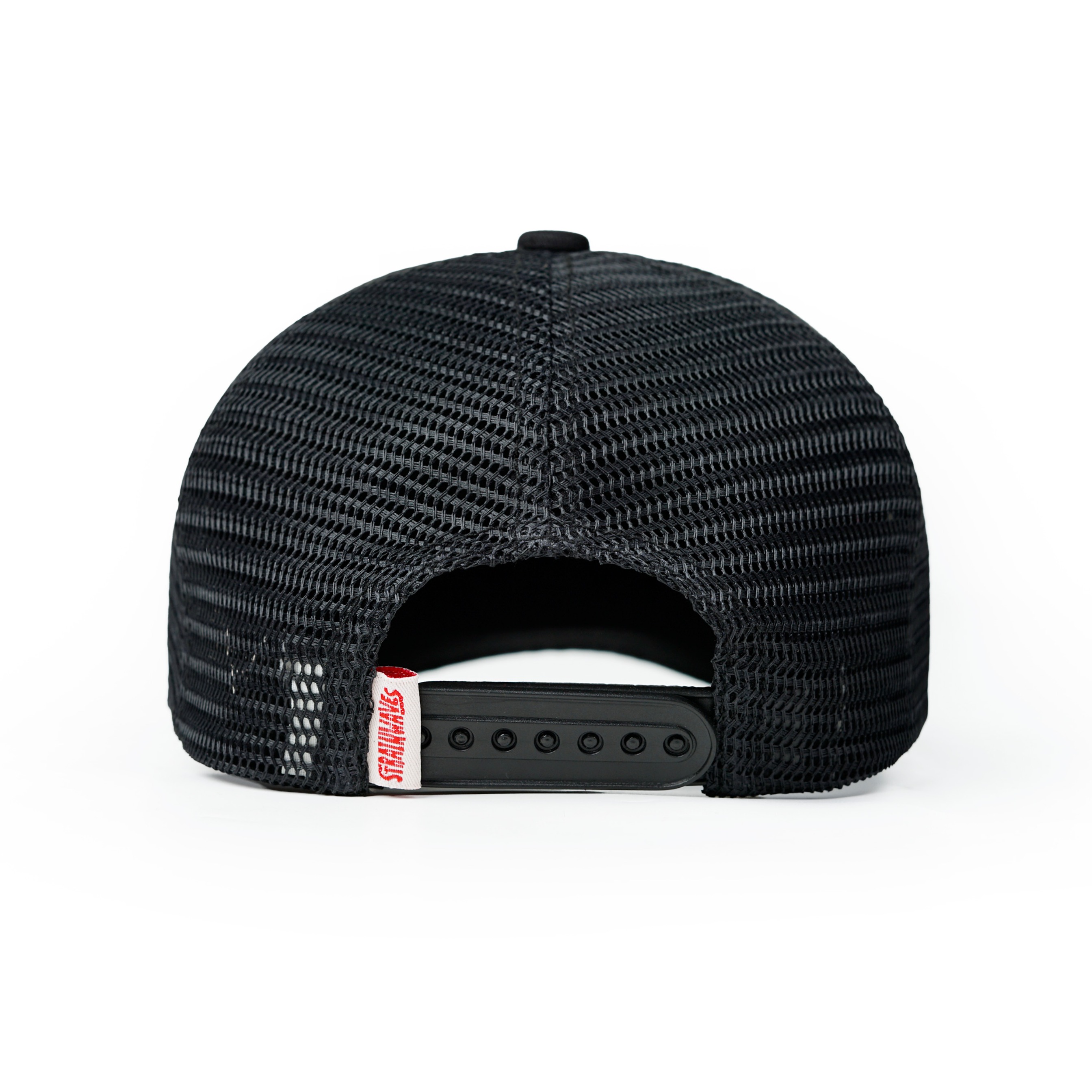 Strainwaves Logo Plaid Trucker Hat Twotone Black