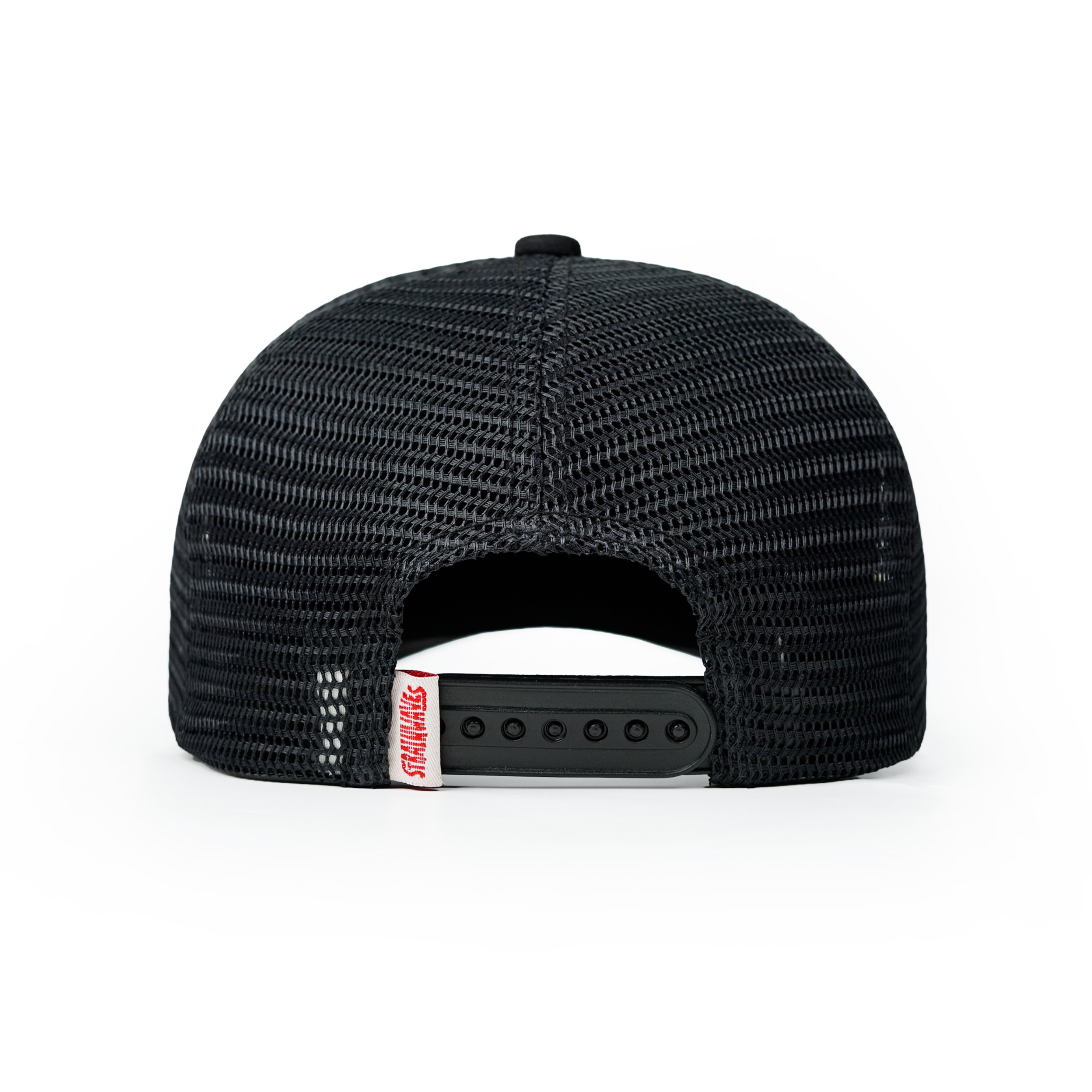 Strainwaves Font Plaid Trucker Hat Twotone Black
