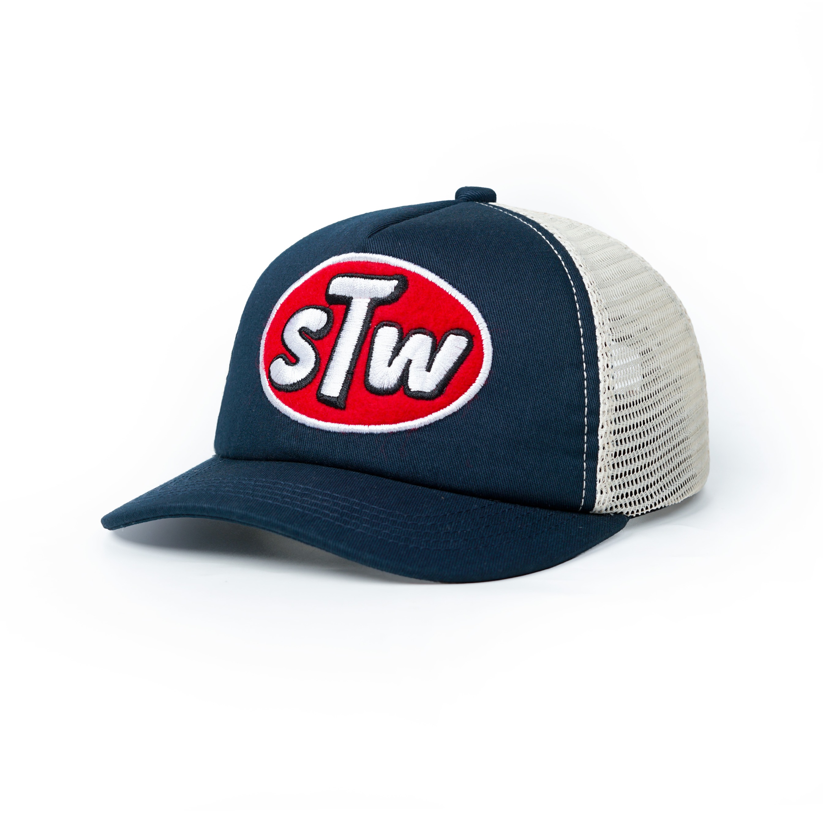 Strainwaves Goofy Trucker Hat Twotone Navy Cream