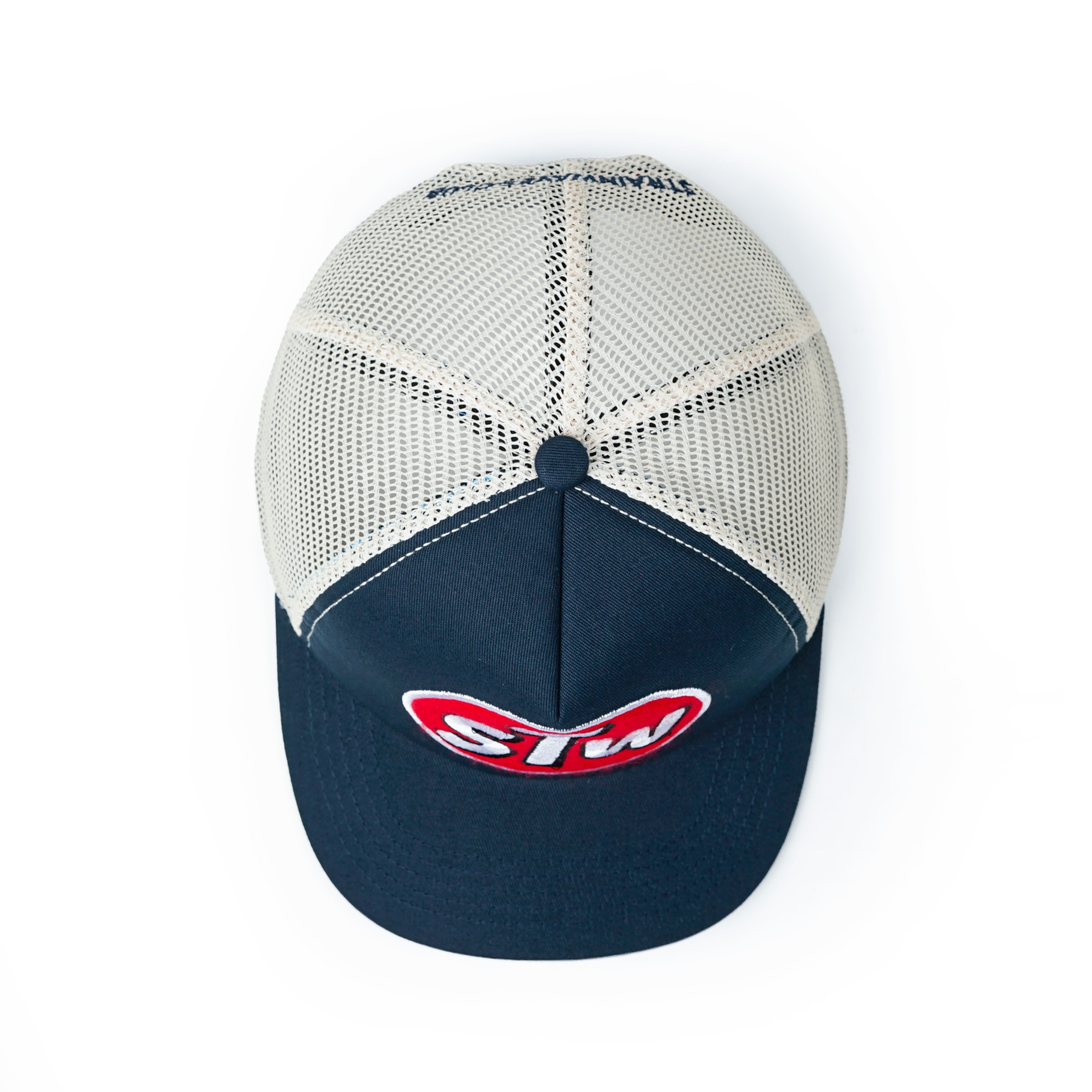 Strainwaves Goofy Trucker Hat Twotone Navy Cream