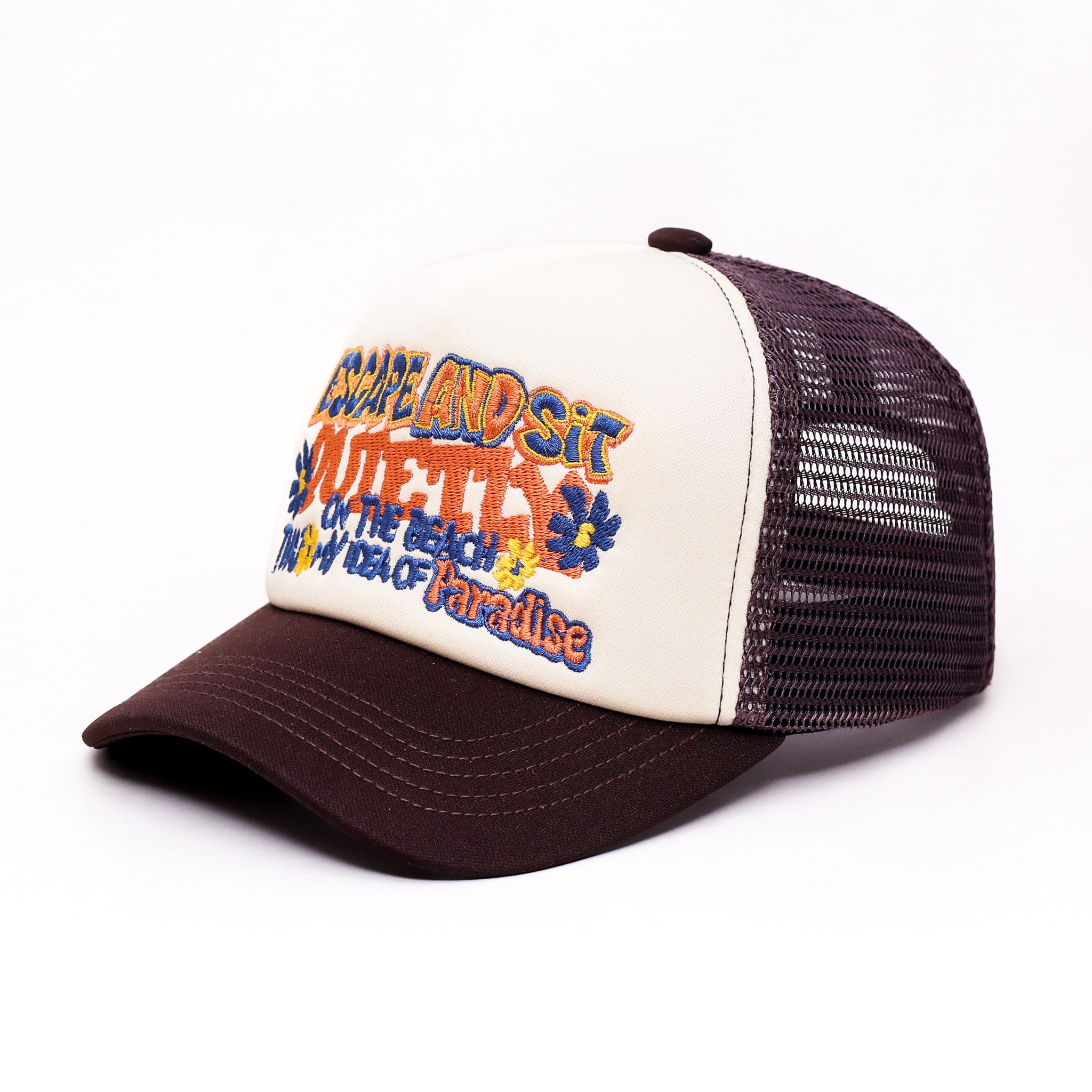 Strainwaves Quietly Trucker Hat Twotone Brown