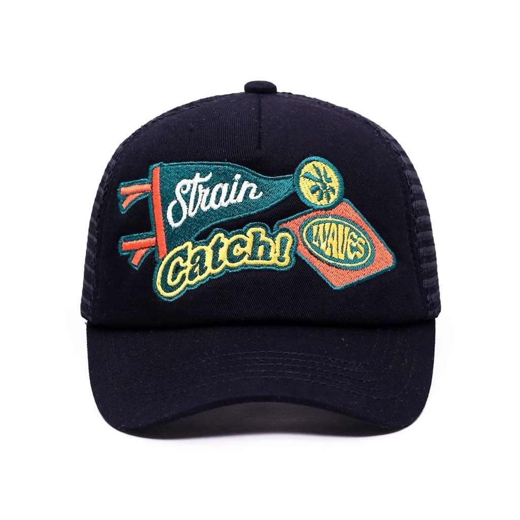 Strainwaves Patches Trucker Hat Black