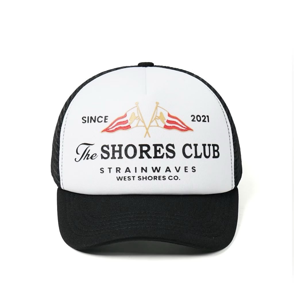 Strainwaves Shores Flag Trucker Hat Twotone Black