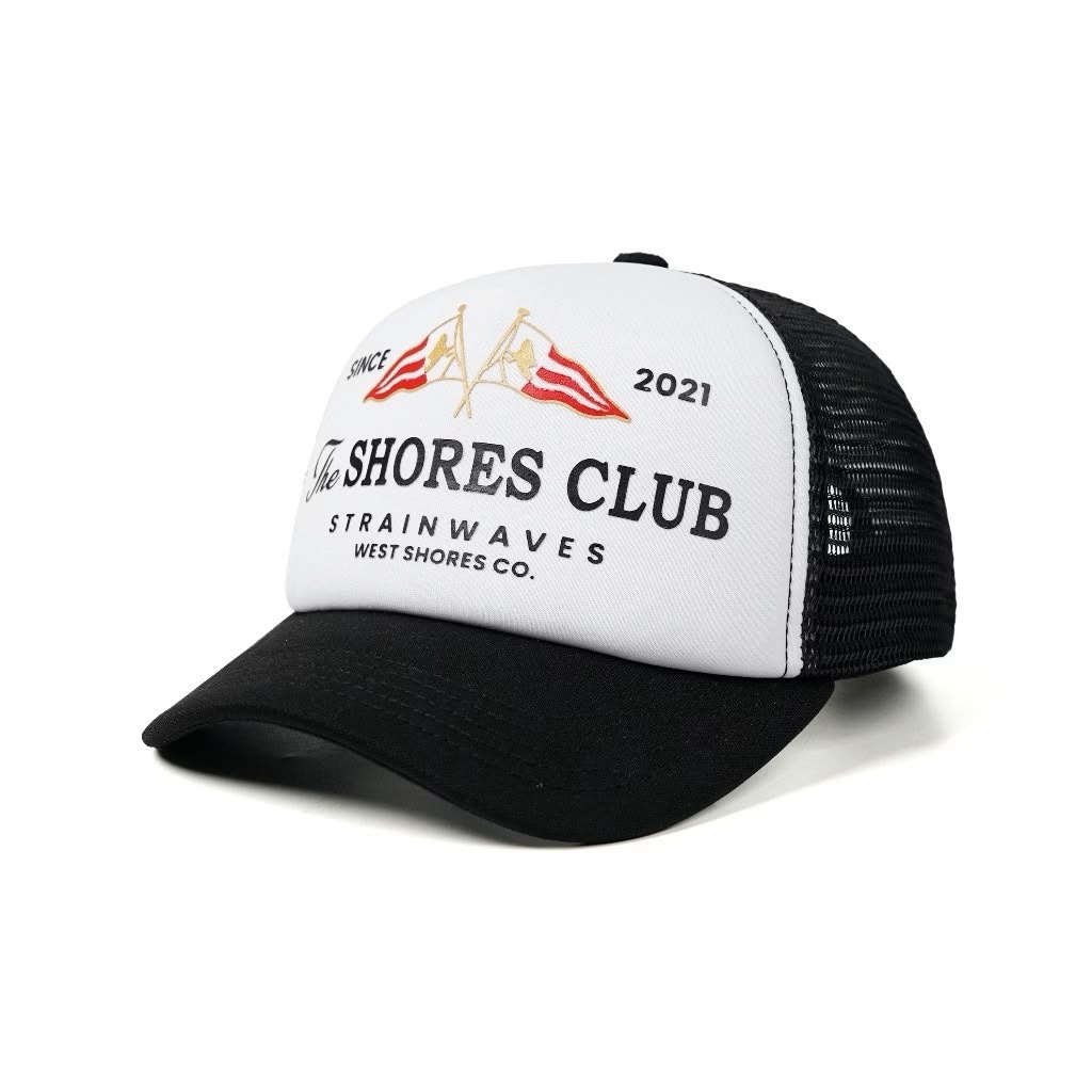 Strainwaves Shores Flag Trucker Hat Twotone Black