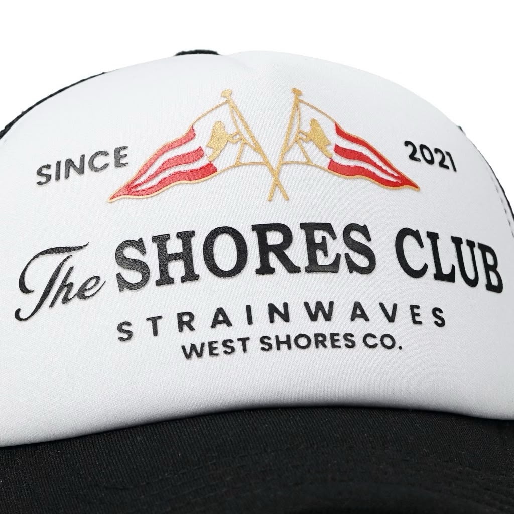 Strainwaves Shores Flag Trucker Hat Twotone Black
