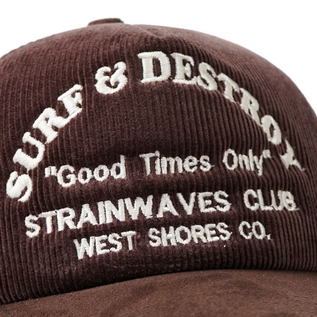 Strainwaves Surf & Destroy Trucker Hat Corduroy Brown