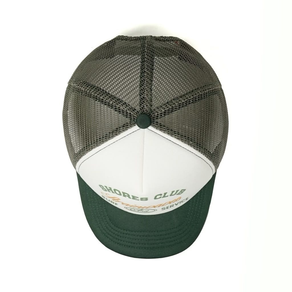 Strainwaves Surf And Service Trucker Hat Twotone Green