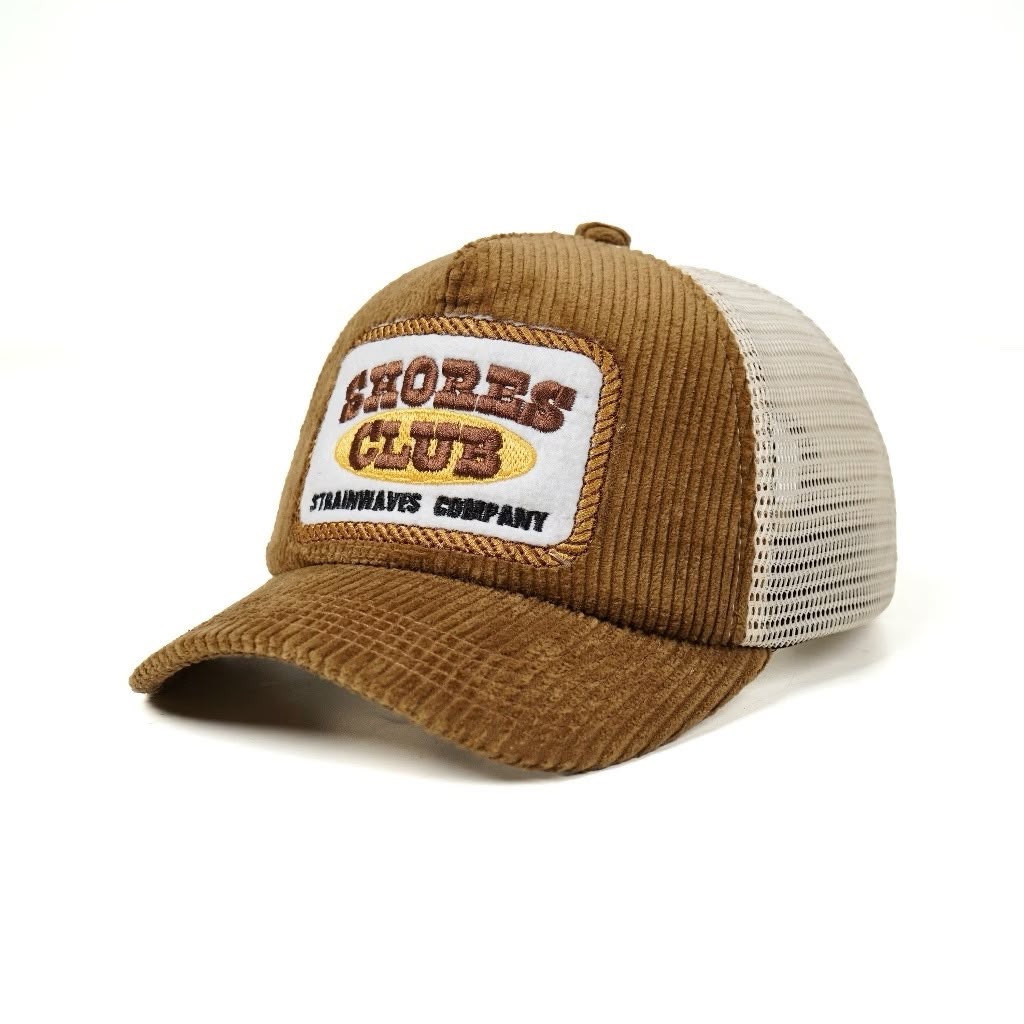 Strainwaves Shores Company Trucker Hat Corduroy Brown