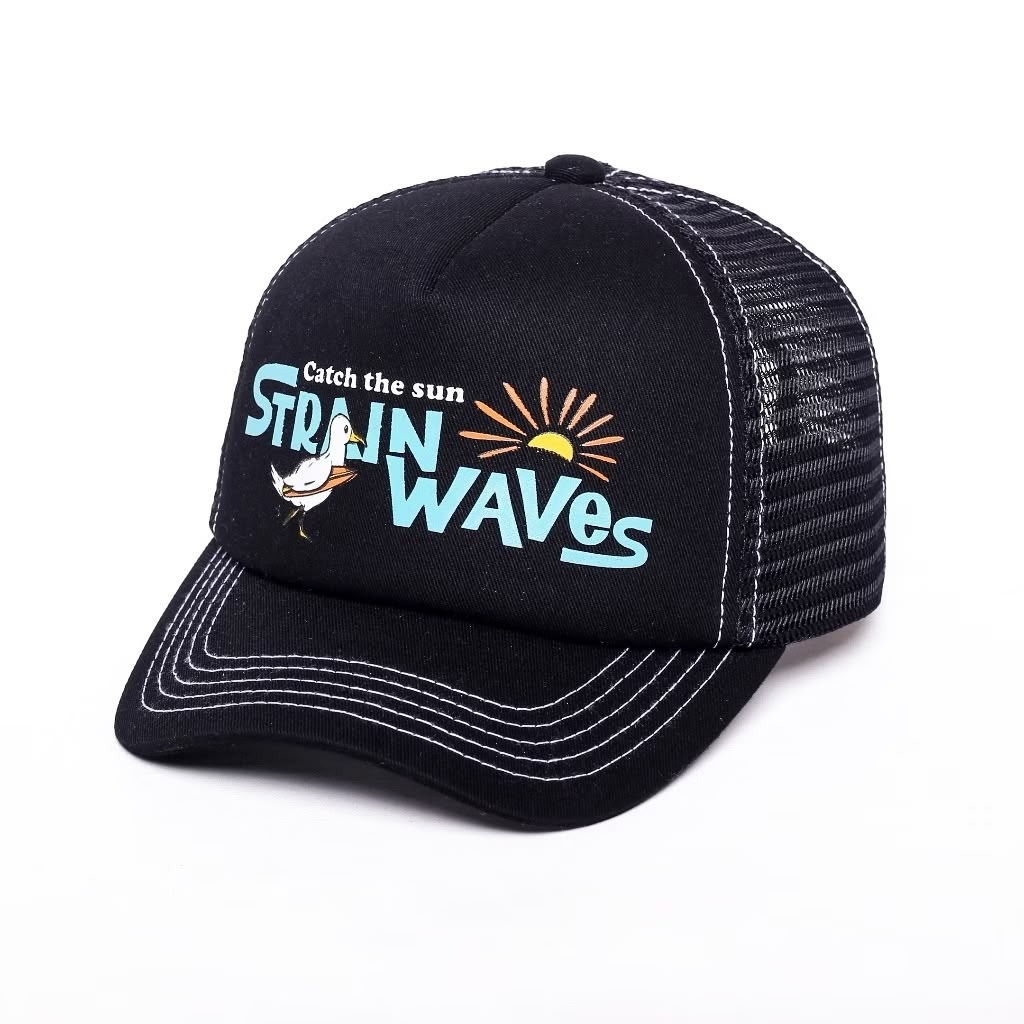 Strainwaves Catch The Sun Trucker Hat Black
