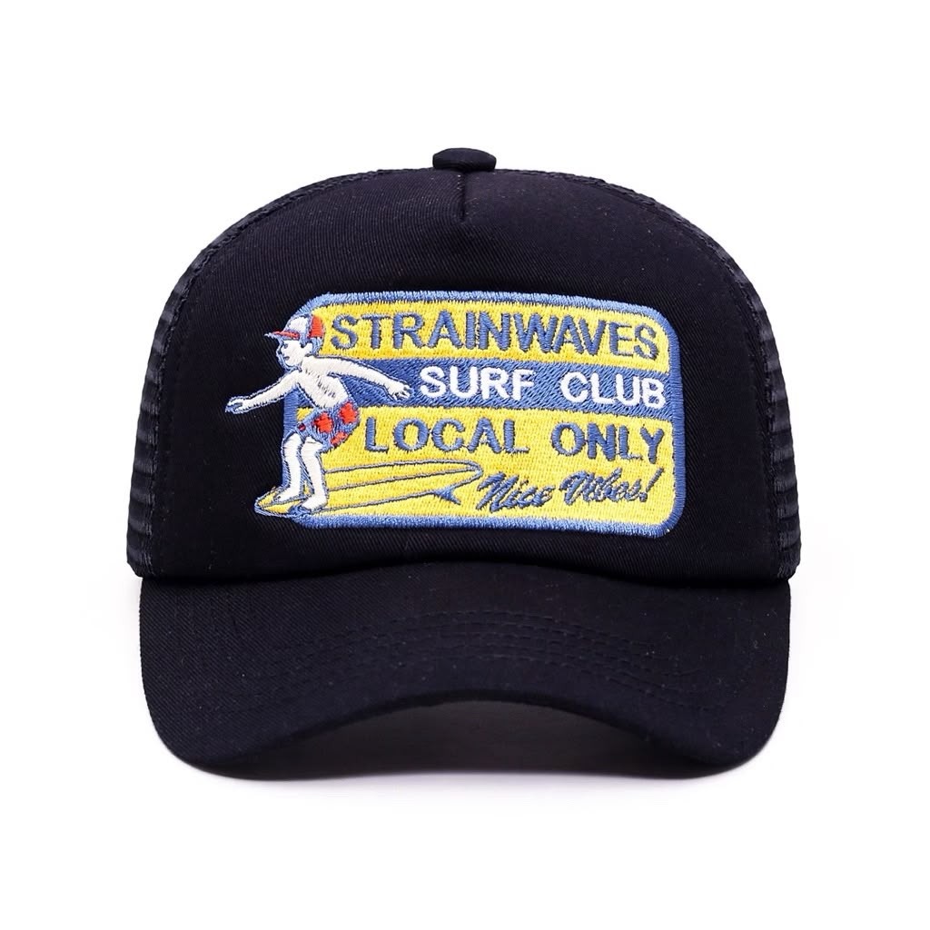Strainwaves Farm Aura Trucker Hat Black