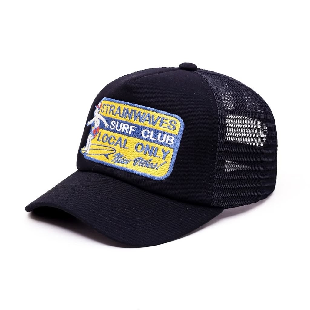 Strainwaves Farm Aura Trucker Hat Black