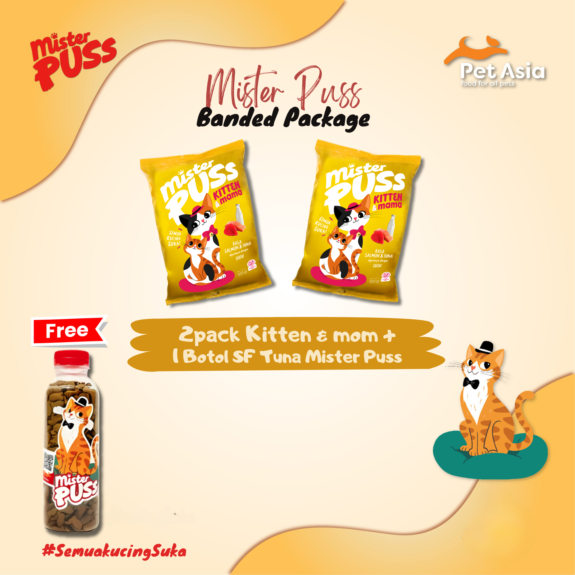 2pc Mister Puss Kitten & Mama 500gr + Botol SF / Puzzle Origami