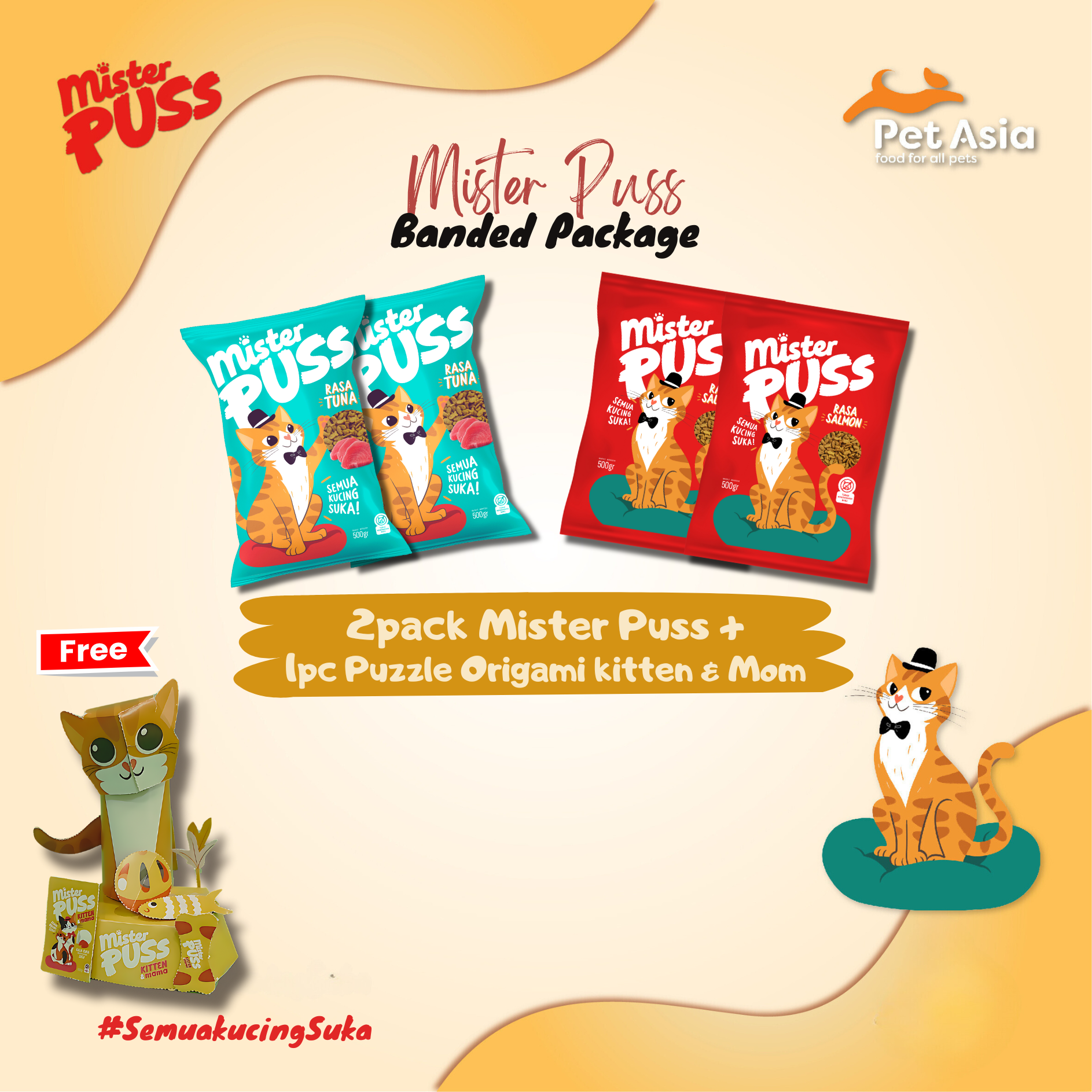 2 Pack Mister Puss 500 gr + Botol Street Feeding (Banded Package)